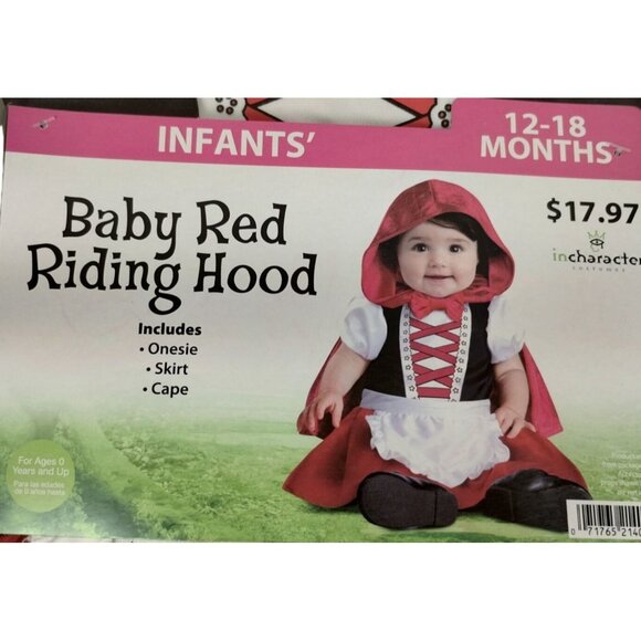 InCharacter Infant Girls 12 to 18 Months Baby Red Riding Hood Costume 3 Piece Se - Picture 3 of 7